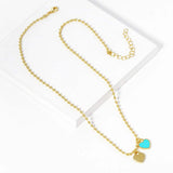 Gold Dipped Double Heart Pendant Bubble Chain Necklace - Madeline Love - Flyclothing LLC