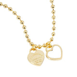 Gold Dipped Double Heart Pendant Bubble Chain Necklace - Madeline Love - Flyclothing LLC
