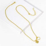 Gold Dipped Double Heart Pendant Bubble Chain Necklace - Madeline Love - Flyclothing LLC