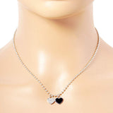 Gold Dipped Double Heart Pendant Bubble Chain Necklace - Madeline Love - Flyclothing LLC