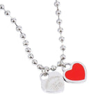 Gold Dipped Double Heart Pendant Bubble Chain Necklace - Madeline Love - Flyclothing LLC