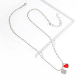 Gold Dipped Double Heart Pendant Bubble Chain Necklace - Madeline Love - Flyclothing LLC