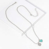 Gold Dipped Double Heart Pendant Bubble Chain Necklace - Madeline Love - Flyclothing LLC
