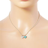 Gold Dipped Double Heart Pendant Bubble Chain Necklace - Madeline Love - Flyclothing LLC
