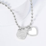 Gold Dipped Double Heart Pendant Bubble Chain Necklace - Madeline Love - Flyclothing LLC