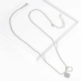 Gold Dipped Double Heart Pendant Bubble Chain Necklace - Madeline Love - Flyclothing LLC