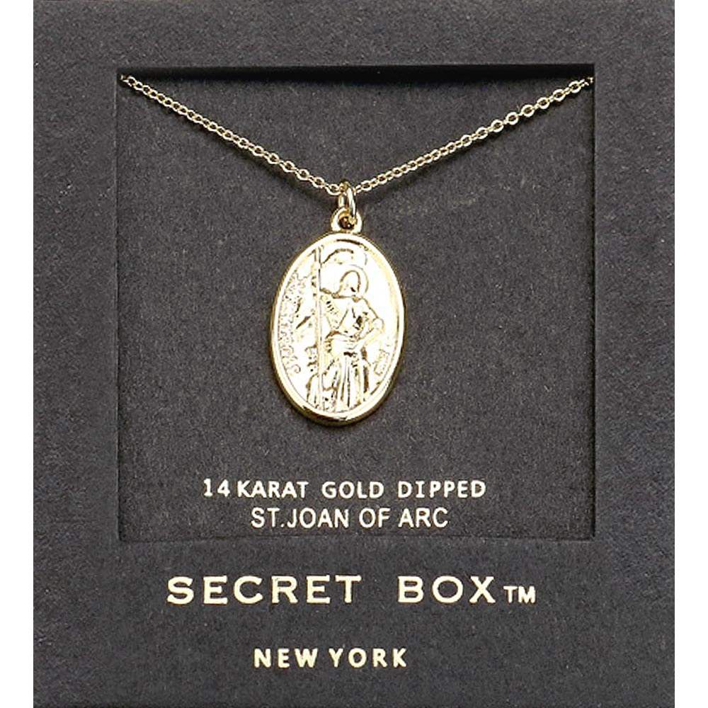 SECRET BOX_14k Gold Dipped St. Joan Of Arc Pendant Necklace - Madeline Love - Flyclothing LLC