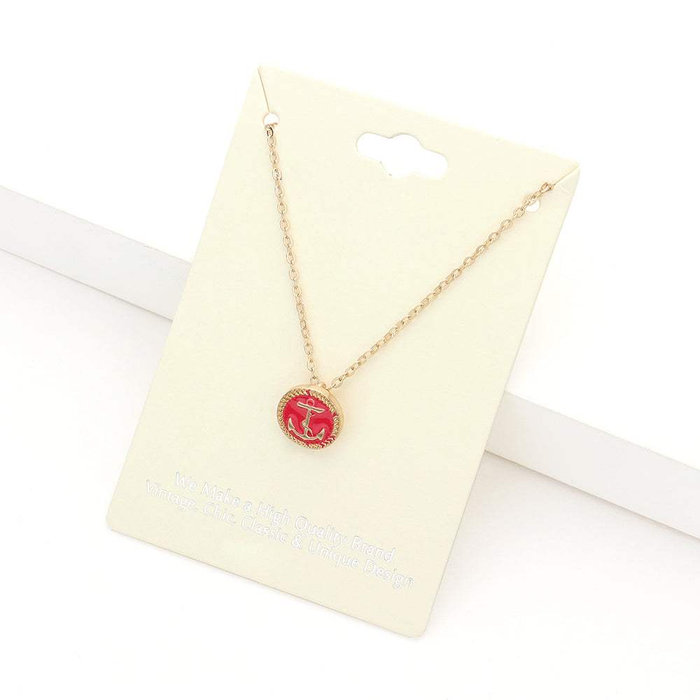 Lacquered Enamel Anchor Pendant Necklace - Madeline Love - Flyclothing LLC