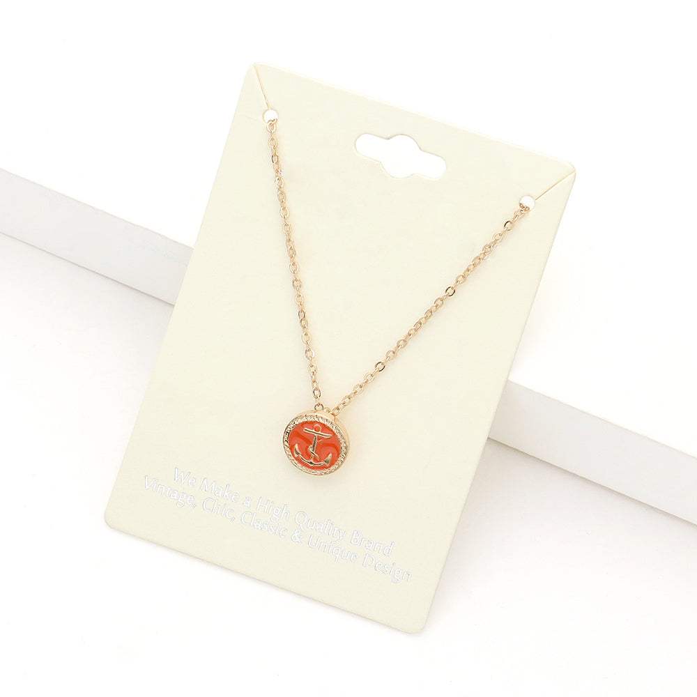 Lacquered Enamel Anchor Pendant Necklace - Madeline Love - Flyclothing LLC