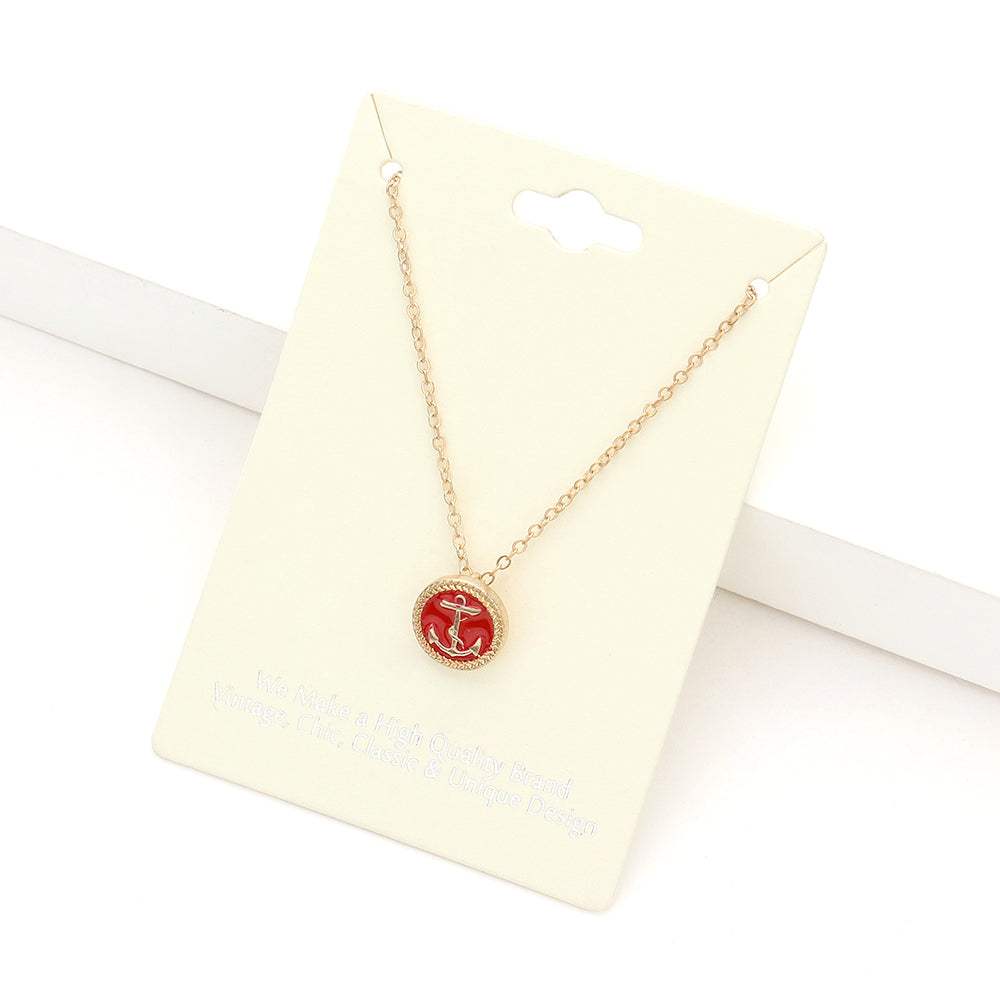 Lacquered Enamel Anchor Pendant Necklace - Madeline Love - Flyclothing LLC