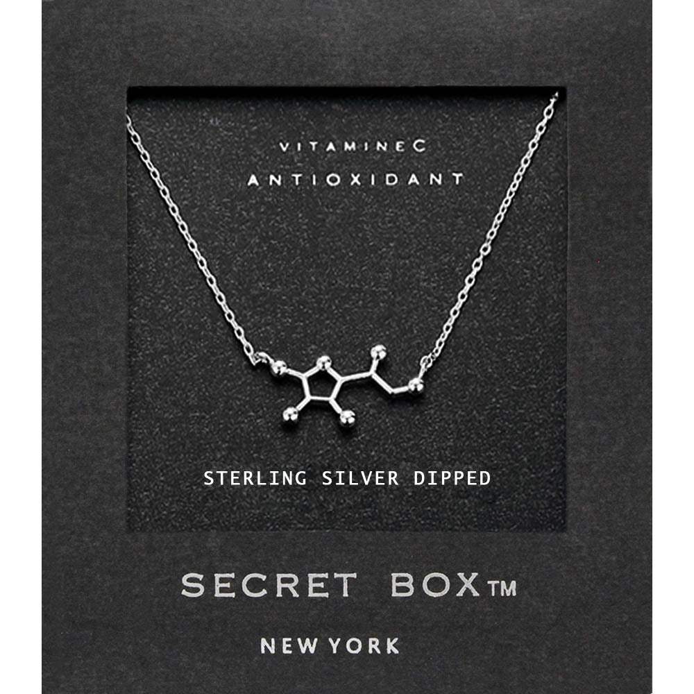 SECRET BOX_Sterling Silver Dipped Vitamin Hormone Molecule Necklace - Madeline Love - Flyclothing LLC