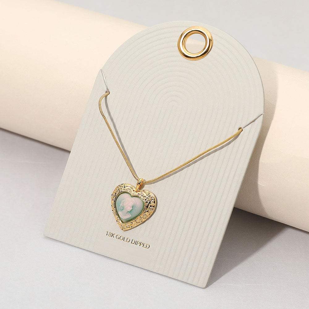 18K Gold Dipped Vintage Cameo Heart Pendant Necklace - Madeline Love - Flyclothing LLC