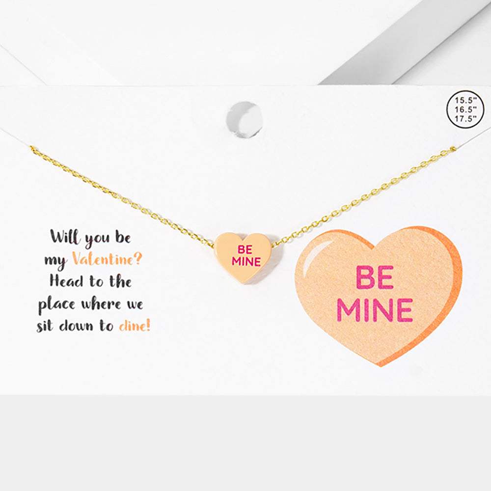 Be Mine Message Heart Pendant Necklace - Madeline Love - Flyclothing LLC