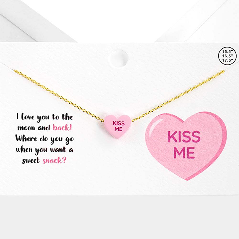 Kiss Me Message Heart Pendant Necklace - Madeline Love - Flyclothing LLC