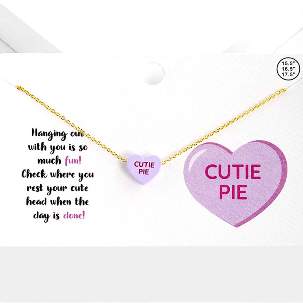 Cutie Pie Message Heart Pendant Necklace - Madeline Love - Flyclothing LLC