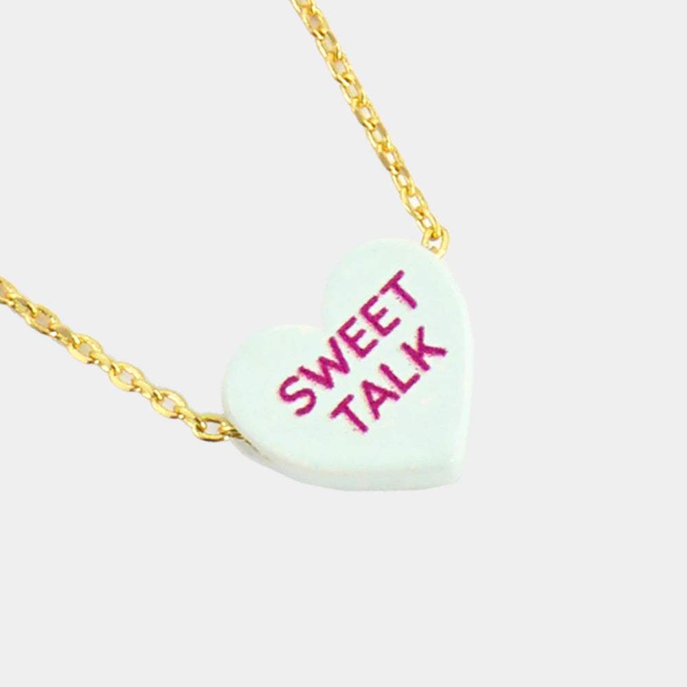 Sweet Talk Message Heart Pendant Necklace - Madeline Love - Flyclothing LLC