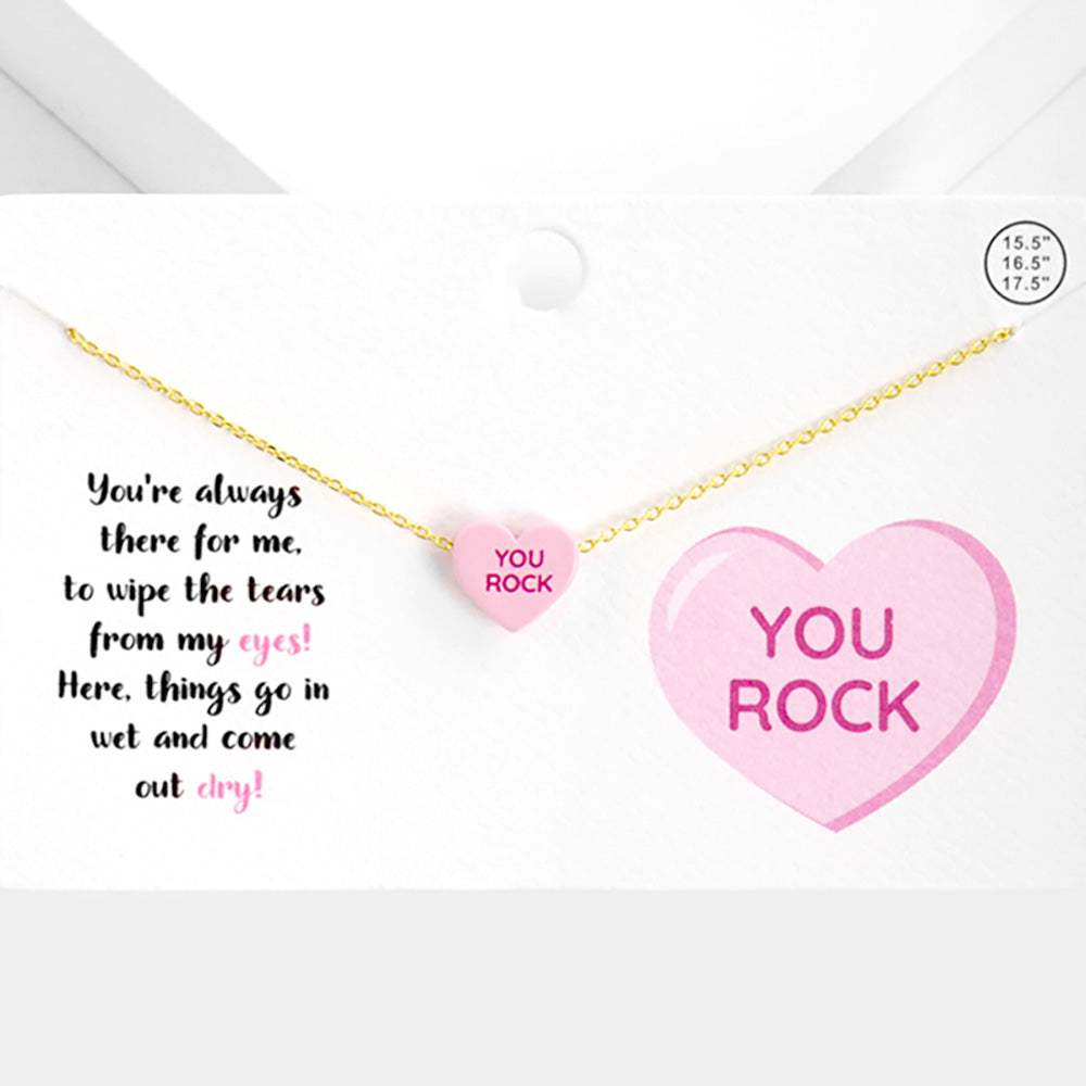 You Rock Message Heart Pendant Necklace - Madeline Love - Flyclothing LLC