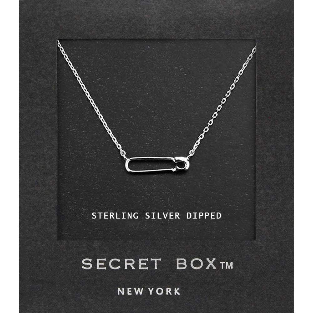 SECRET BOX_Sterling Silver Dipped Safety Pin Pendant Necklace - Madeline Love - Flyclothing LLC
