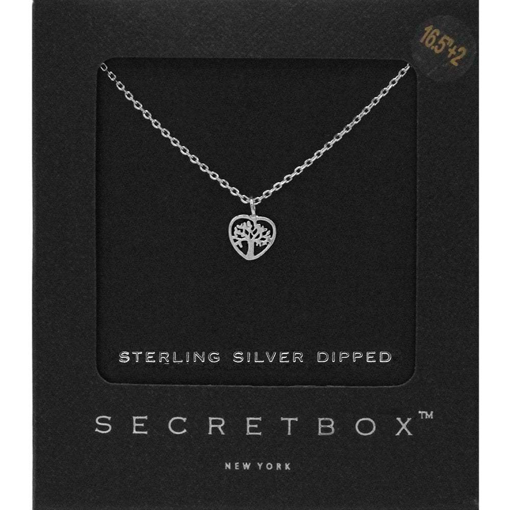 SECRET BOX_Sterling Silver Dipped Tree of Life Metal Heart Pendant Necklace - Madeline Love - Flyclothing LLC