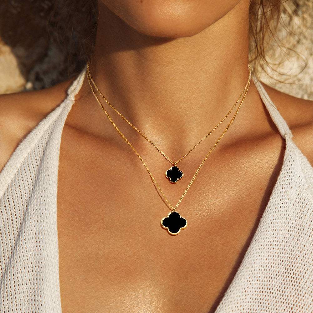 Quatrefoil Pendant Double Layered Necklace - Madeline Love - Flyclothing LLC