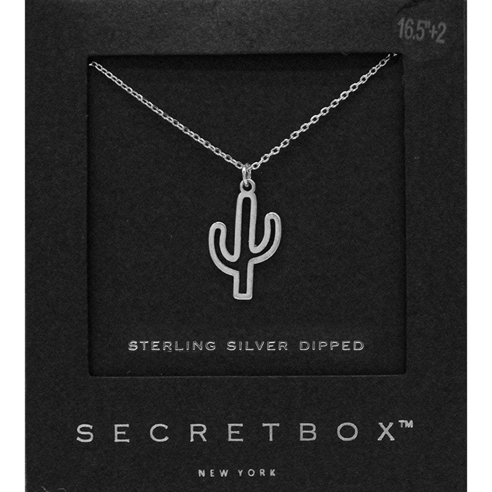SECRET BOX_Sterling Silver Dipped Cactus Pendant Necklace - Madeline Love - Flyclothing LLC