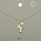 Enamel Checkered Pickleball Paddle Pendant Necklace - Madeline Love - Flyclothing LLC