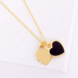 Enamel Metal Double Heart Pendant Necklace - Madeline Love - Flyclothing LLC