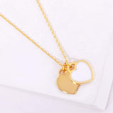 Enamel Metal Double Heart Pendant Necklace - Madeline Love - Flyclothing LLC