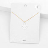 Brass Metal Smile Pendant Necklace - Madeline Love - Flyclothing LLC
