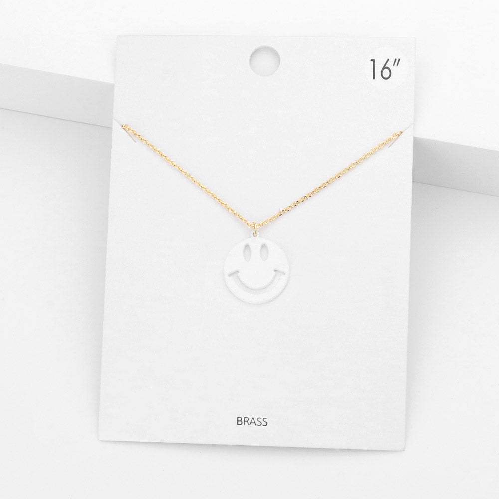 Brass Metal Smile Pendant Necklace - Madeline Love - Flyclothing LLC
