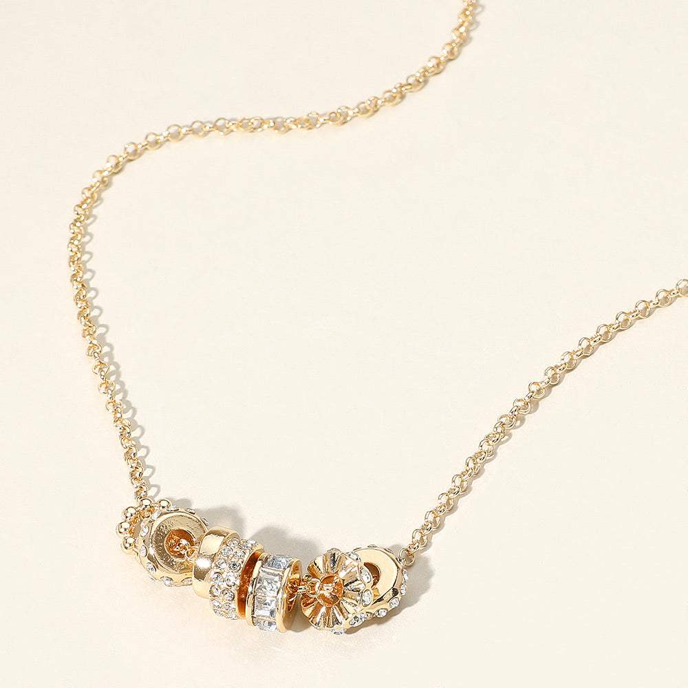 Stone Paved Multi Ring Charm Pendant Necklace - Madeline Love - Flyclothing LLC