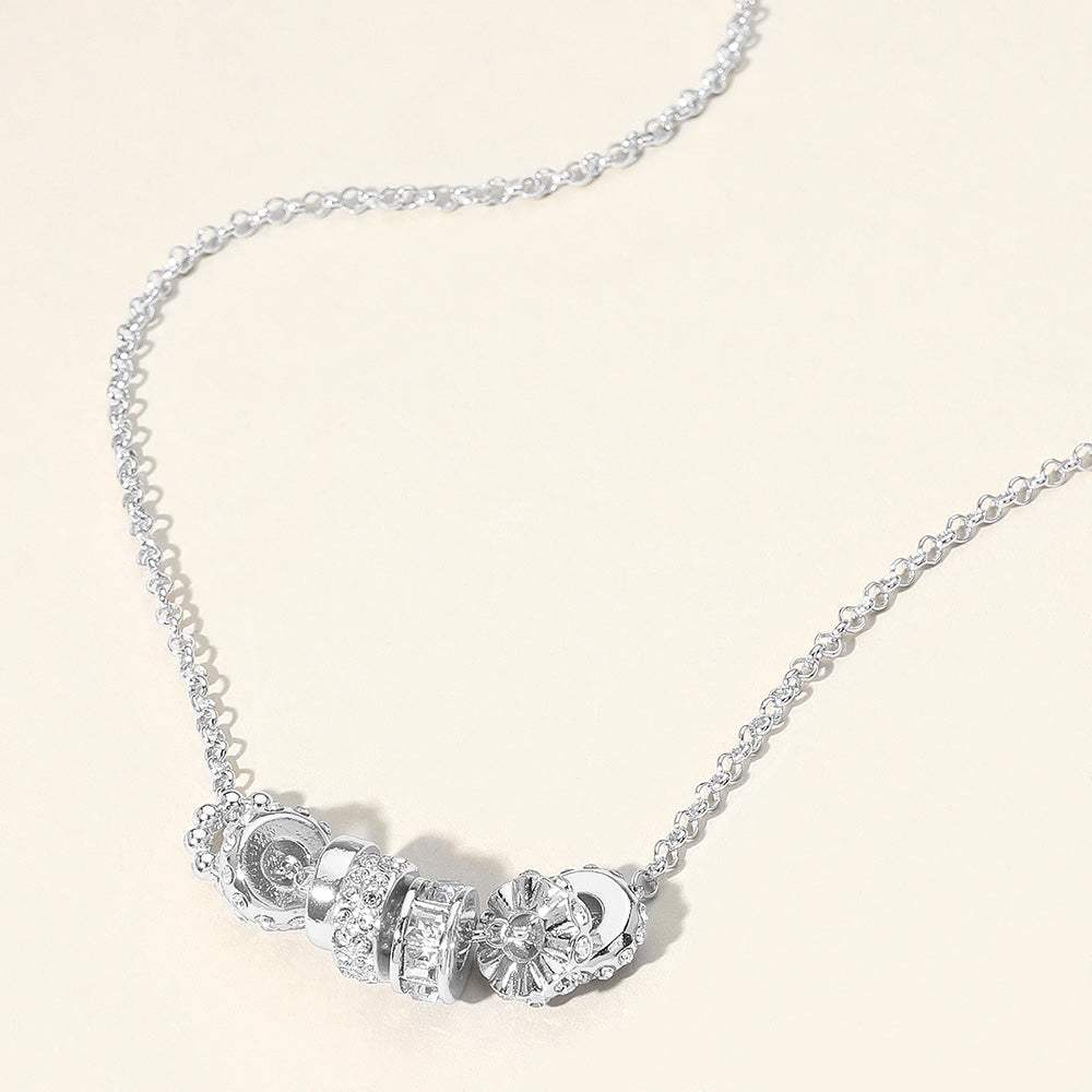 Stone Paved Multi Ring Charm Pendant Necklace - Madeline Love - Flyclothing LLC