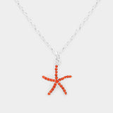 Rhinestone Embellished Starfish Pendant Necklace - Madeline Love - Flyclothing LLC