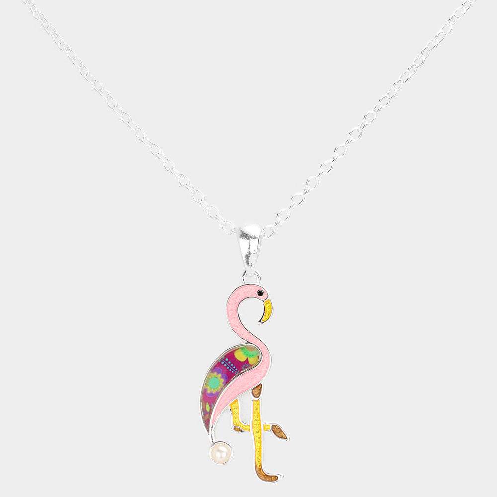 Patterned Flamingo Pendant Necklace - Madeline Love - Flyclothing LLC