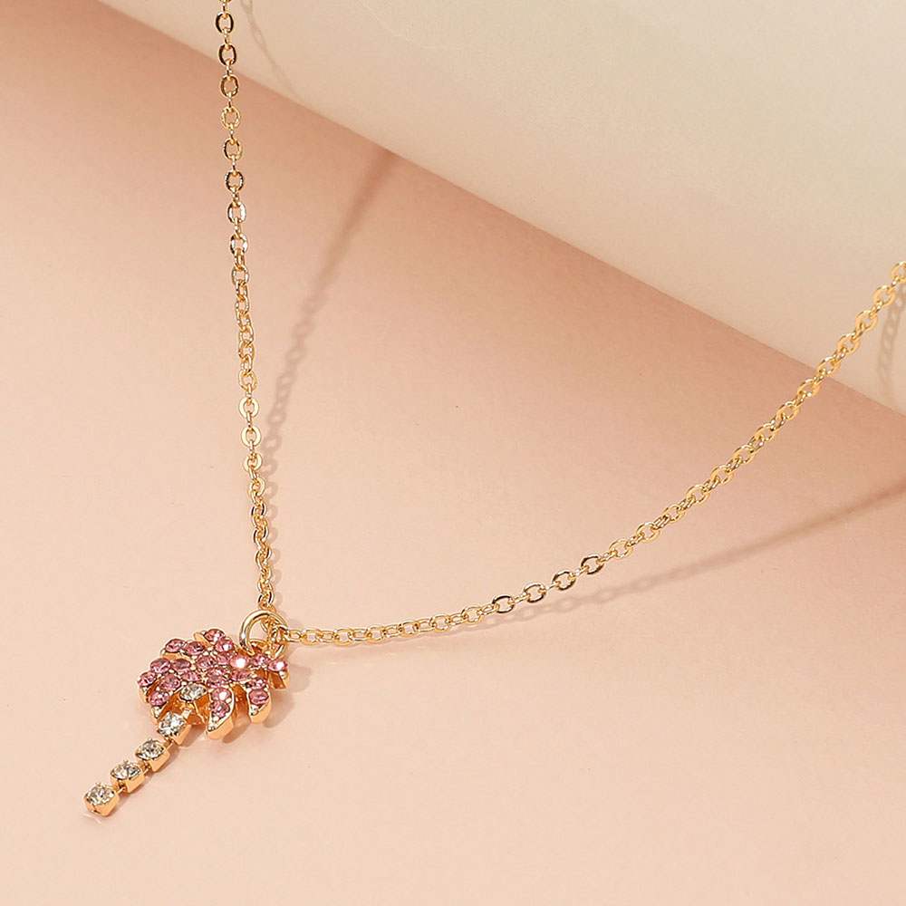 Rhinestone Paved Palm Tree Pendant Necklace - Madeline Love - Flyclothing LLC