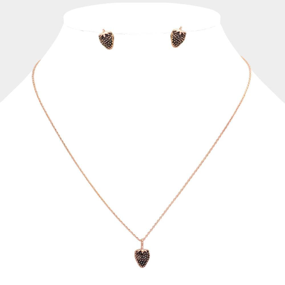 Vintage Strawberry Metal Pendant Necklace - Madeline Love - Flyclothing LLC