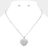 Stone Paved Heart Pendant Necklace - Madeline Love - Flyclothing LLC