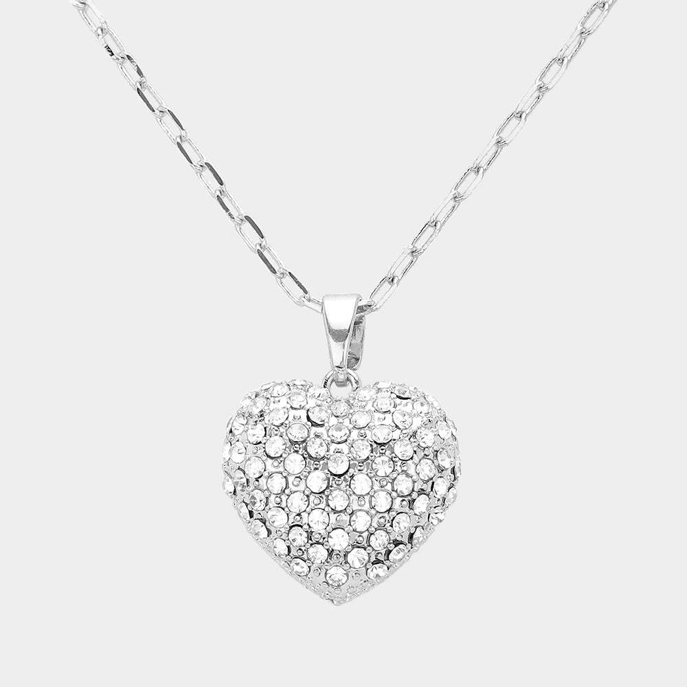Stone Paved Heart Pendant Necklace - Madeline Love - Flyclothing LLC