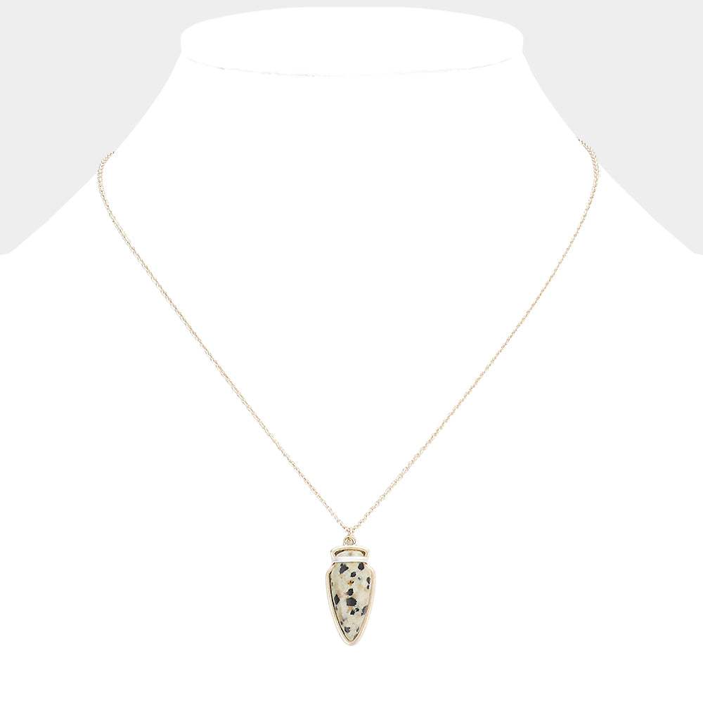 Semi Precious Stone Arrow Pendant Necklace - Madeline Love - Flyclothing LLC