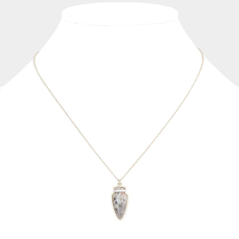 Semi Precious Stone Arrow Pendant Necklace - Madeline Love - Flyclothing LLC