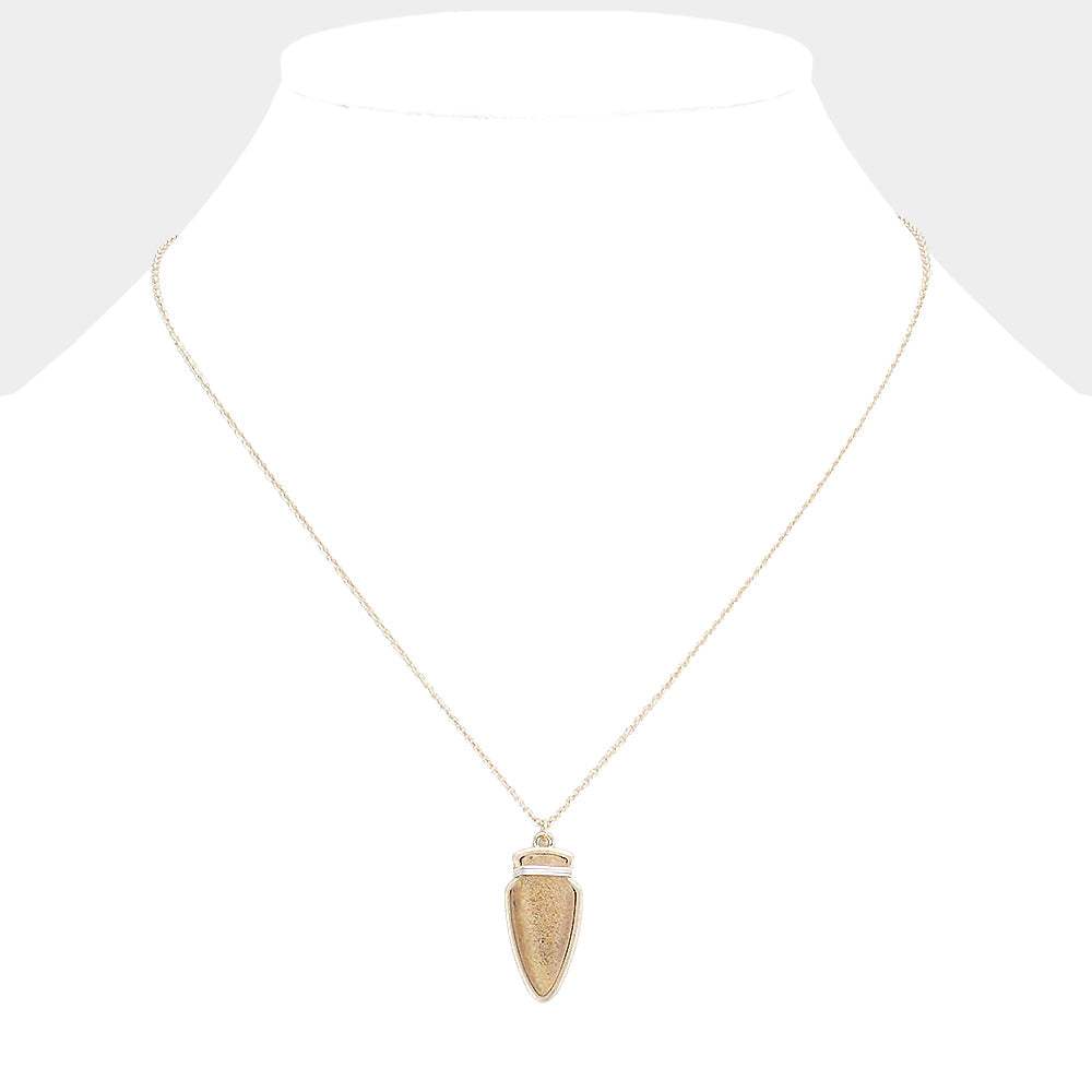 Semi Precious Stone Arrow Pendant Necklace - Madeline Love - Flyclothing LLC
