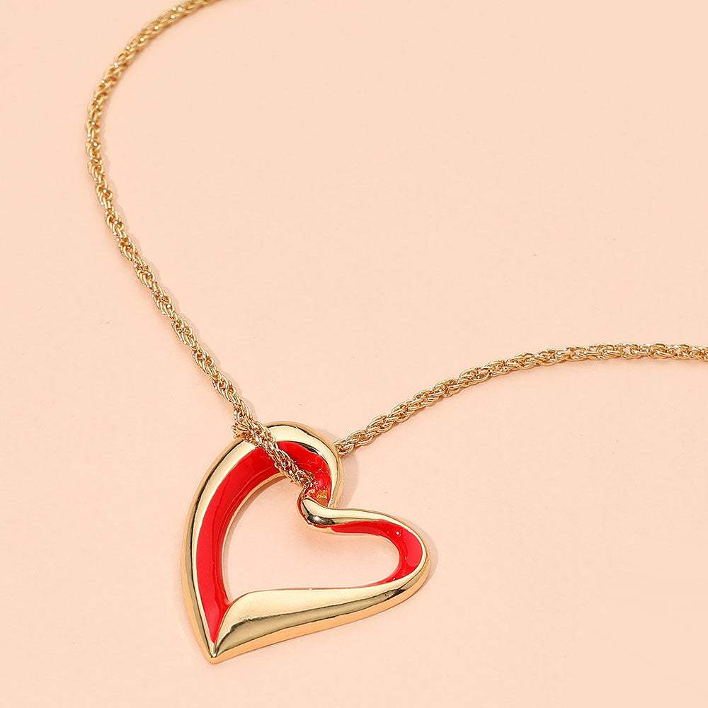 Open Enamel Heart Pendant Rope Chain Necklace - Madeline Love - Flyclothing LLC