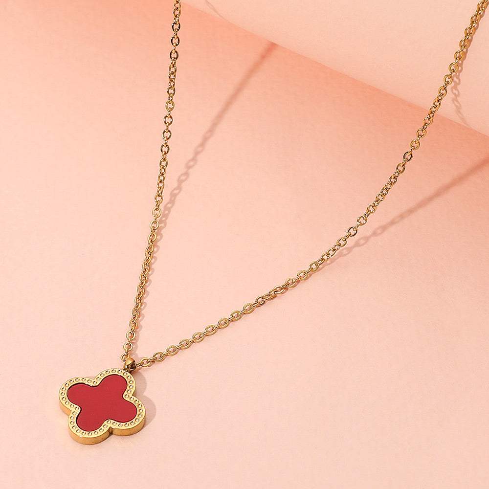 Stainless Steel Quatrefoil Pendant Necklace - Madeline Love - Flyclothing LLC
