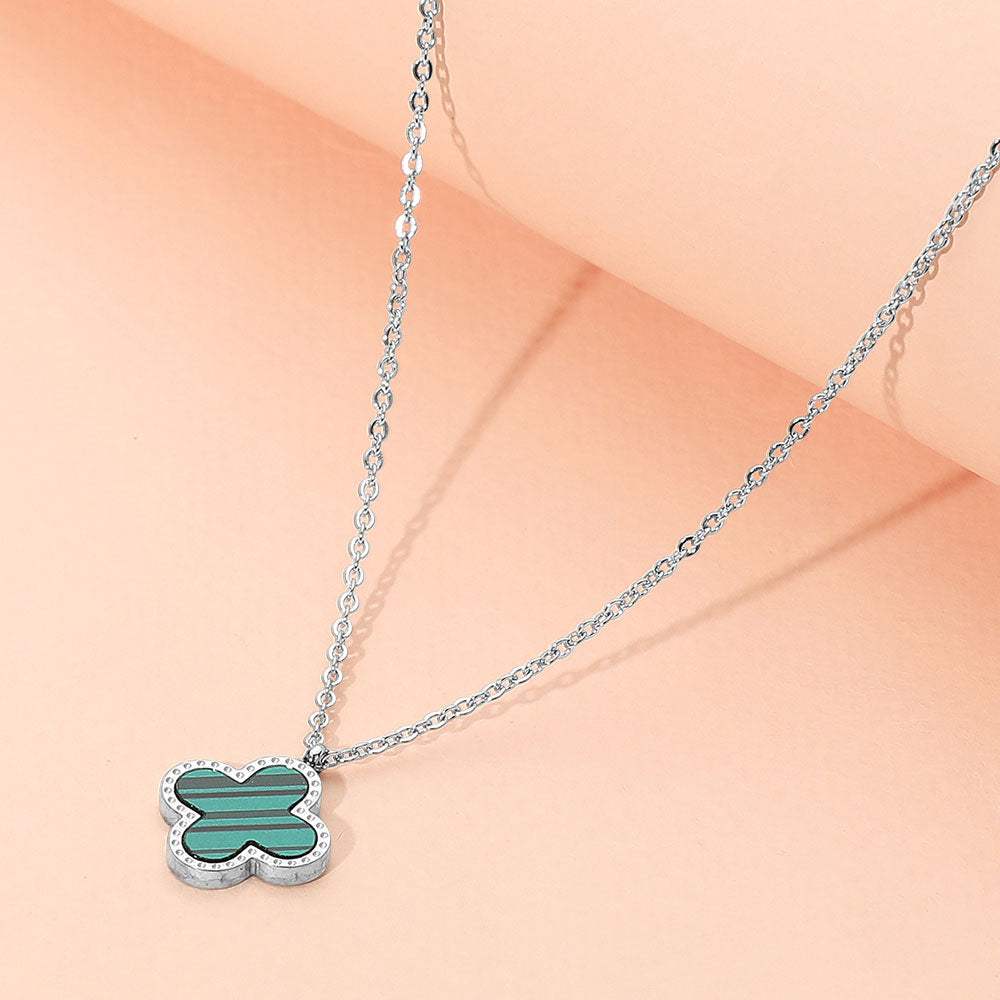 Stainless Steel Quatrefoil Pendant Necklace - Madeline Love - Flyclothing LLC