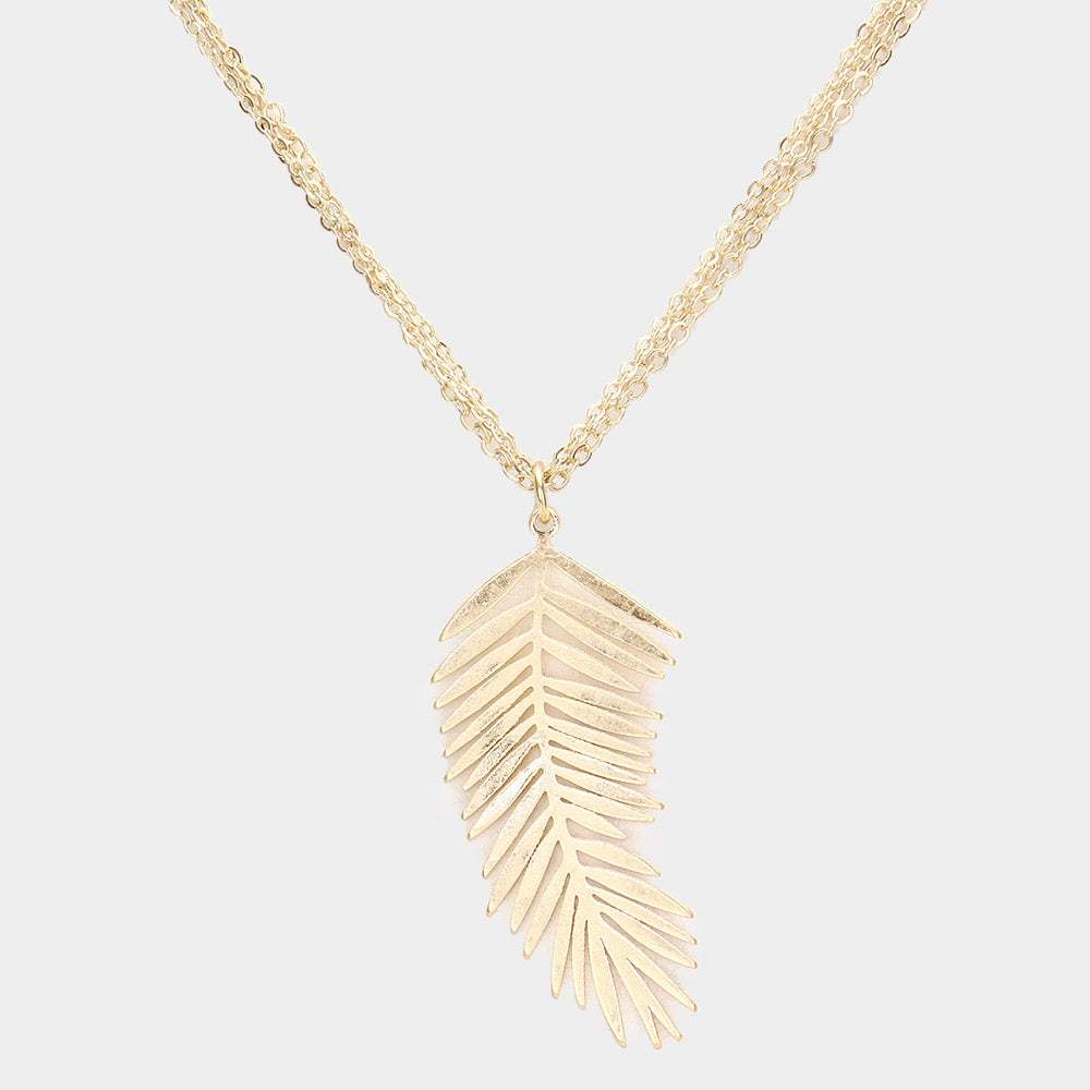 Metal Leaf Pendant Necklace - Madeline Love - Flyclothing LLC
