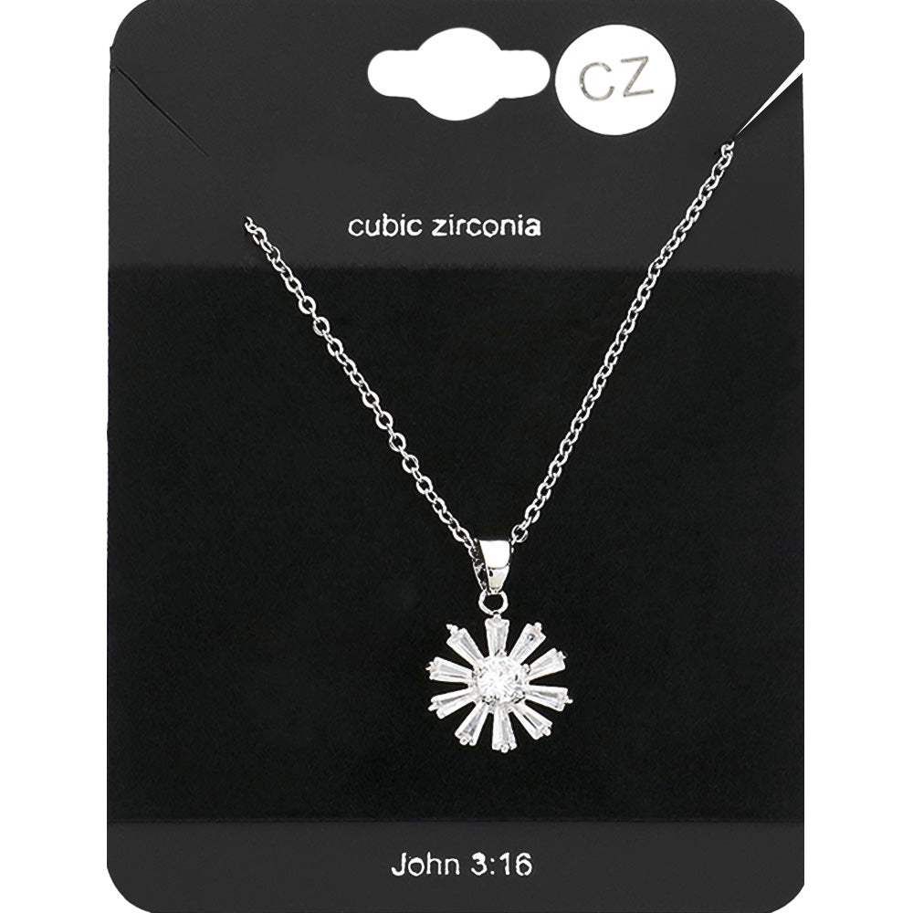 CZ Flower Stone Pendant Necklace - Madeline Love - Flyclothing LLC