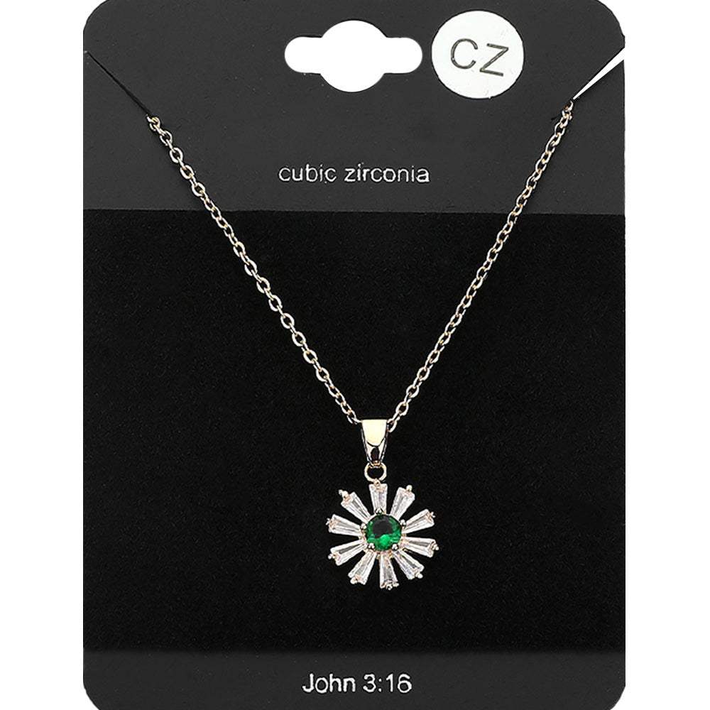 CZ Flower Stone Pendant Necklace - Madeline Love - Flyclothing LLC