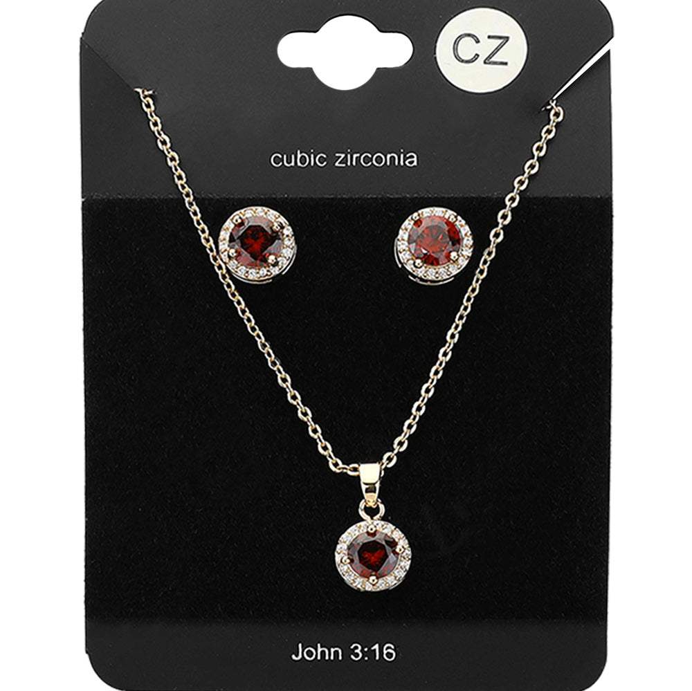 CZ Round Stone Accented Pendant Necklace - Madeline Love - Flyclothing LLC