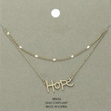 Brass Metal Hope Pendant Layered Necklace - Madeline Love - Flyclothing LLC