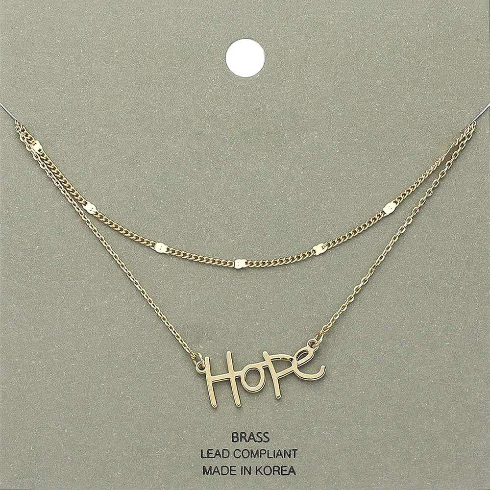 Brass Metal Hope Pendant Layered Necklace - Madeline Love - Flyclothing LLC